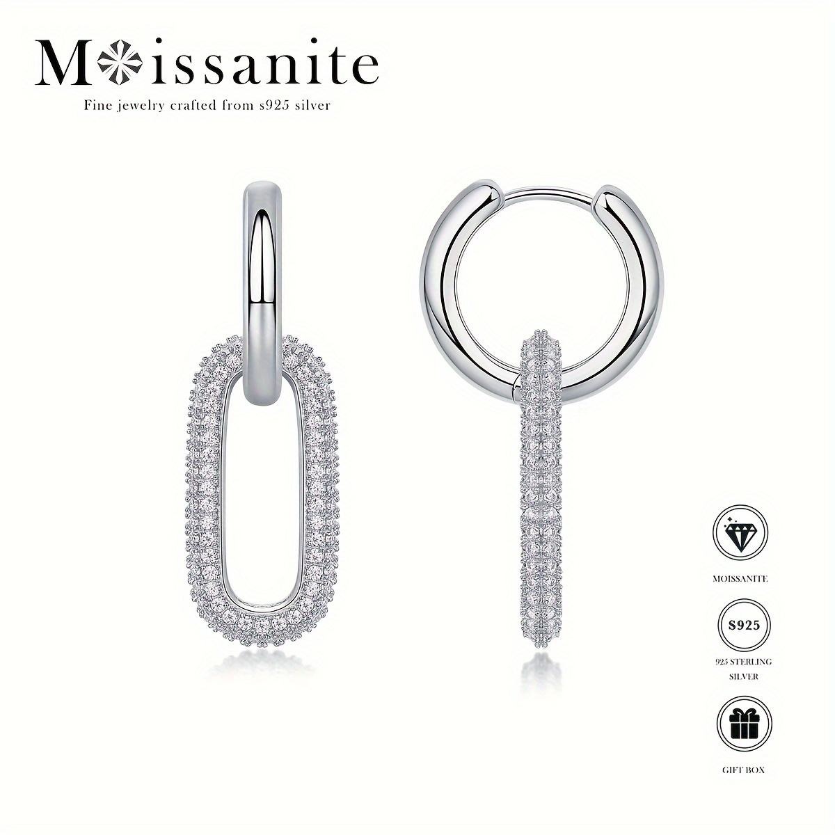 Moissanite S925 sterling silver earrings - Image 2