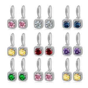 S925 sterling silver stud earrings round zircon earrings