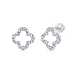 Moissanite S925 sterling silver four-leaf clover earrings