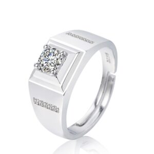 S925 sterling silver ring opening adjustable zircon men's ring