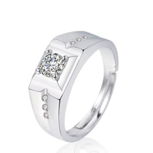 S925 sterling silver ring opening adjustable zircon men's ring
