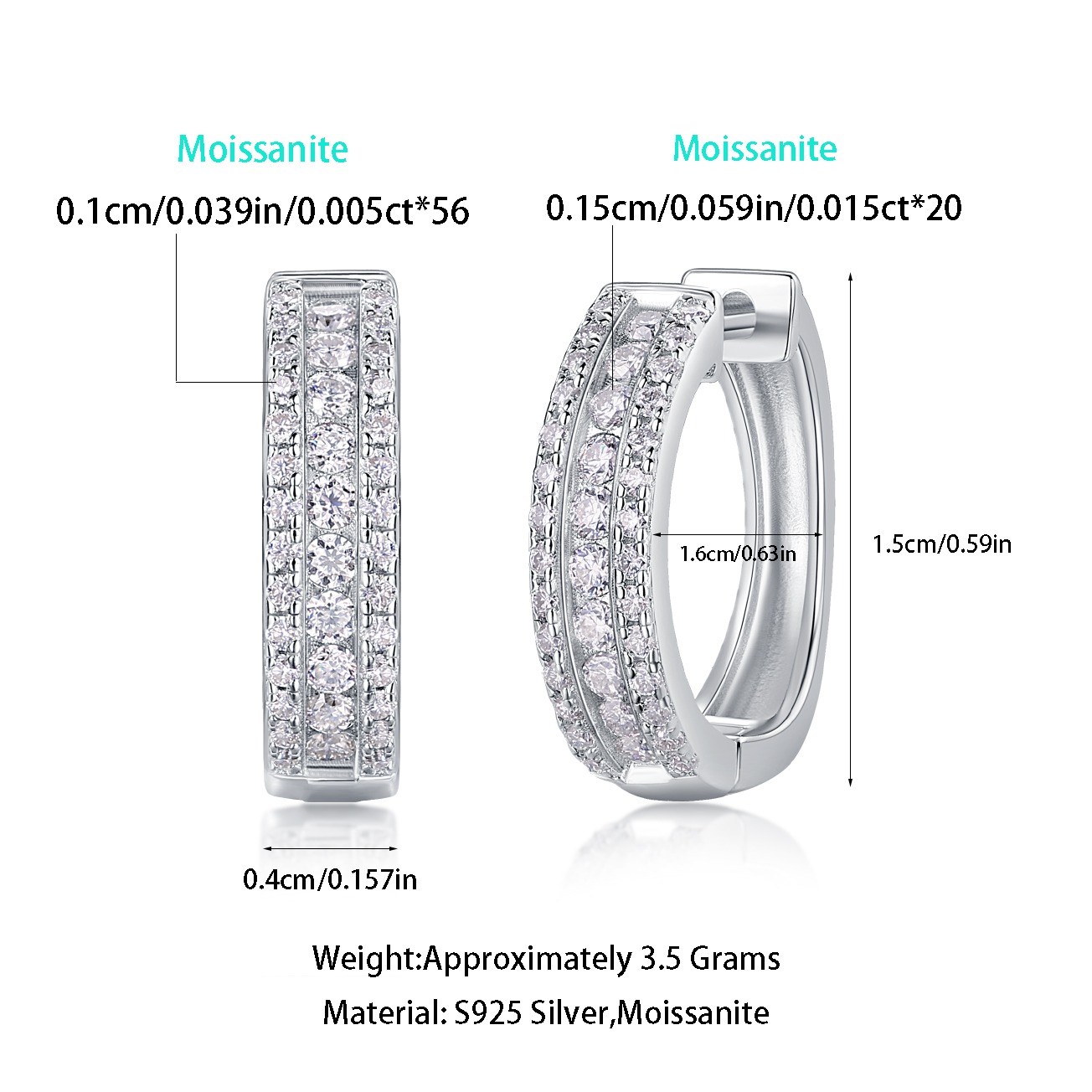 Moissanite S925 sterling silver earrings - Image 2