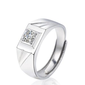 S925 sterling silver ring opening adjustable zircon men's ring