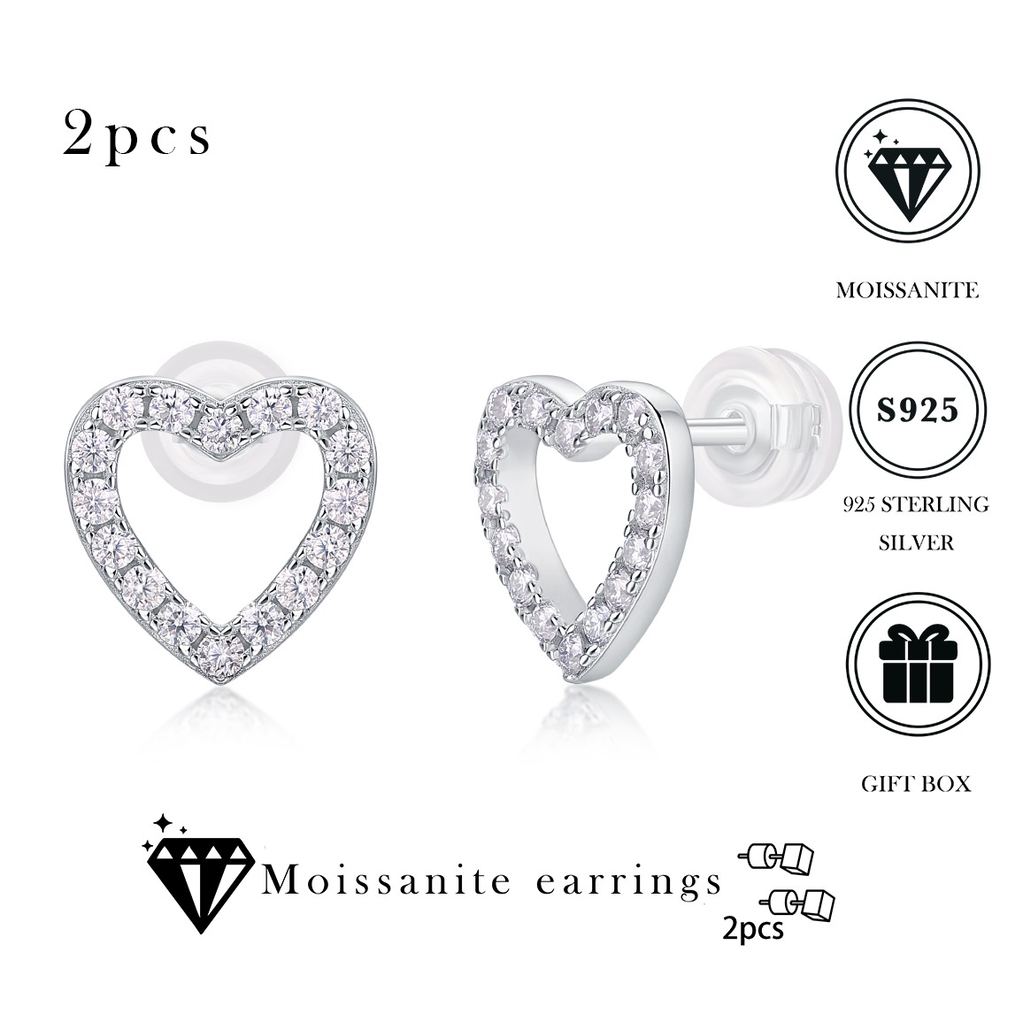 Moissanite S925 sterling silver earrings