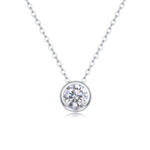 925 Sterling Silver Pendant Necklace with moissanite Stones