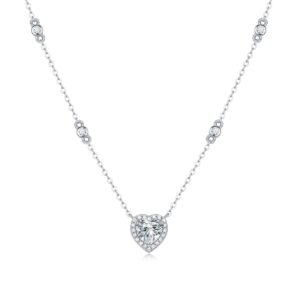 S925 Sterling Silver Pendant Necklace White Gold Plated Pendant Necklace For Women