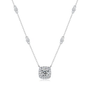 Moissanite Necklace Fine Jewelry 925 Sterling Silver VVS Moissanite Pendant Necklaces