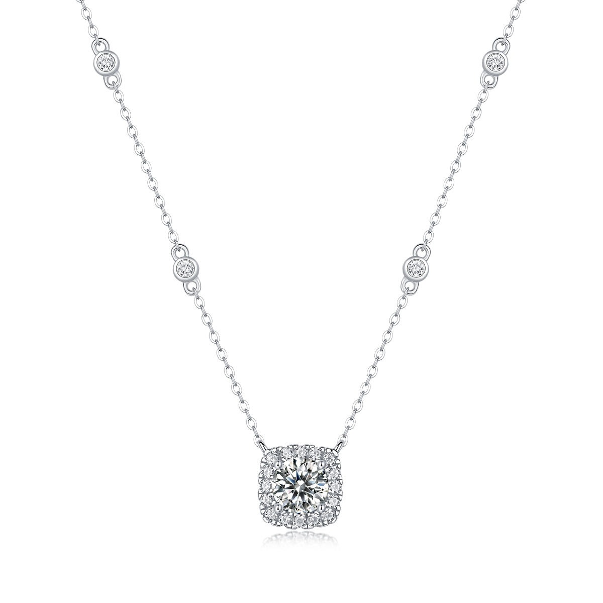 Moissanite Necklace Fine Jewelry 925 Sterling Silver VVS Moissanite Pendant Necklaces