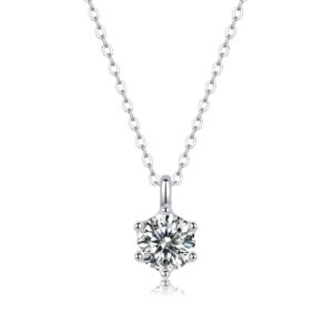 Moissanite Pendant Rhodium Plated 925 Sterling Silver Natural Pendant Charms Jewelry