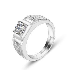 S925 sterling silver ring opening adjustable zircon men's ring