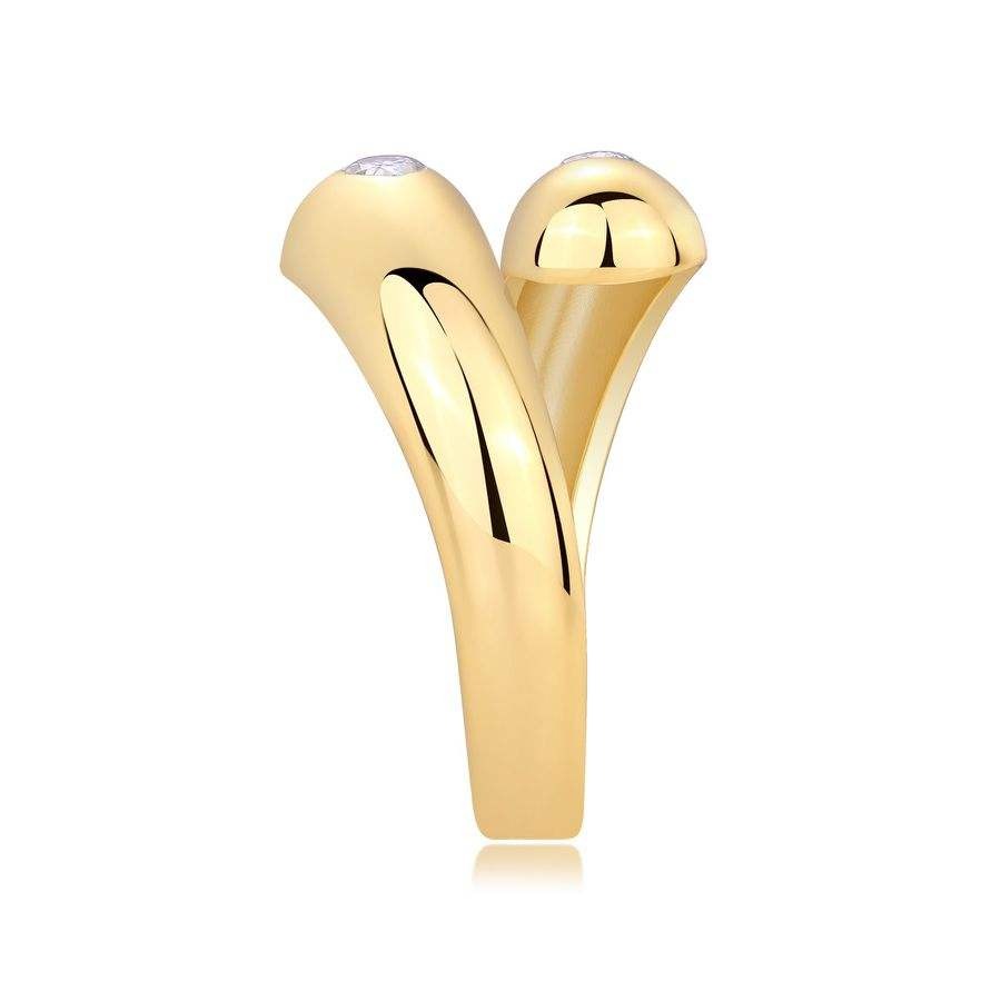 3x4mm Pear Moissanite Open Ring | Irregular Geometric Design | S925 Silver with 18K Gold - Image 2