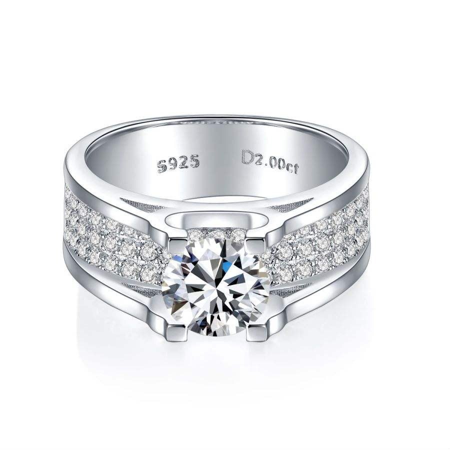 Stunning 1/2 Carat Moissanite Men's Ring S925 Sterling Silver with 18K Gold Plating