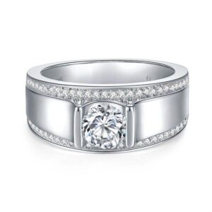 Charming Moissanite Men's Ring, 1/2 Carat, 925 Silver