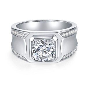 1/2 Carat Men's Moissanite Wedding Ring 925 Sterling Silver 1 Carat D Color VVS1 Clarity