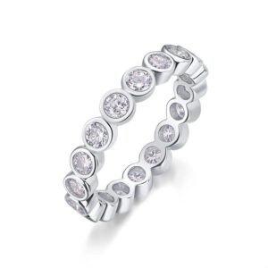 3mm 0.1CT Moissanite Full Eternity Ring For Women S925 Silver Plated 18K Pass Diamond Test Bezel Rings