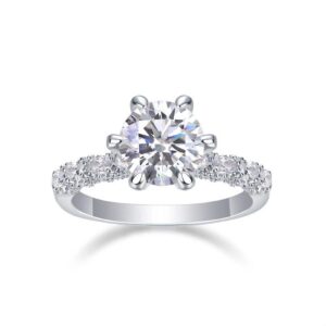 3 Carat 6 Prong Moissanite Ring in 925 Silver Women's
