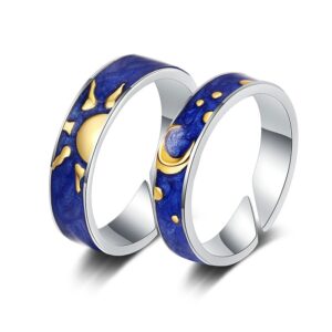 S925 sterling silver ring opening adjustable starry sky couple ring