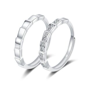 S925 sterling silver ring opening adjustable couple ring