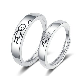 S925 sterling silver ring opening adjustable couple ring