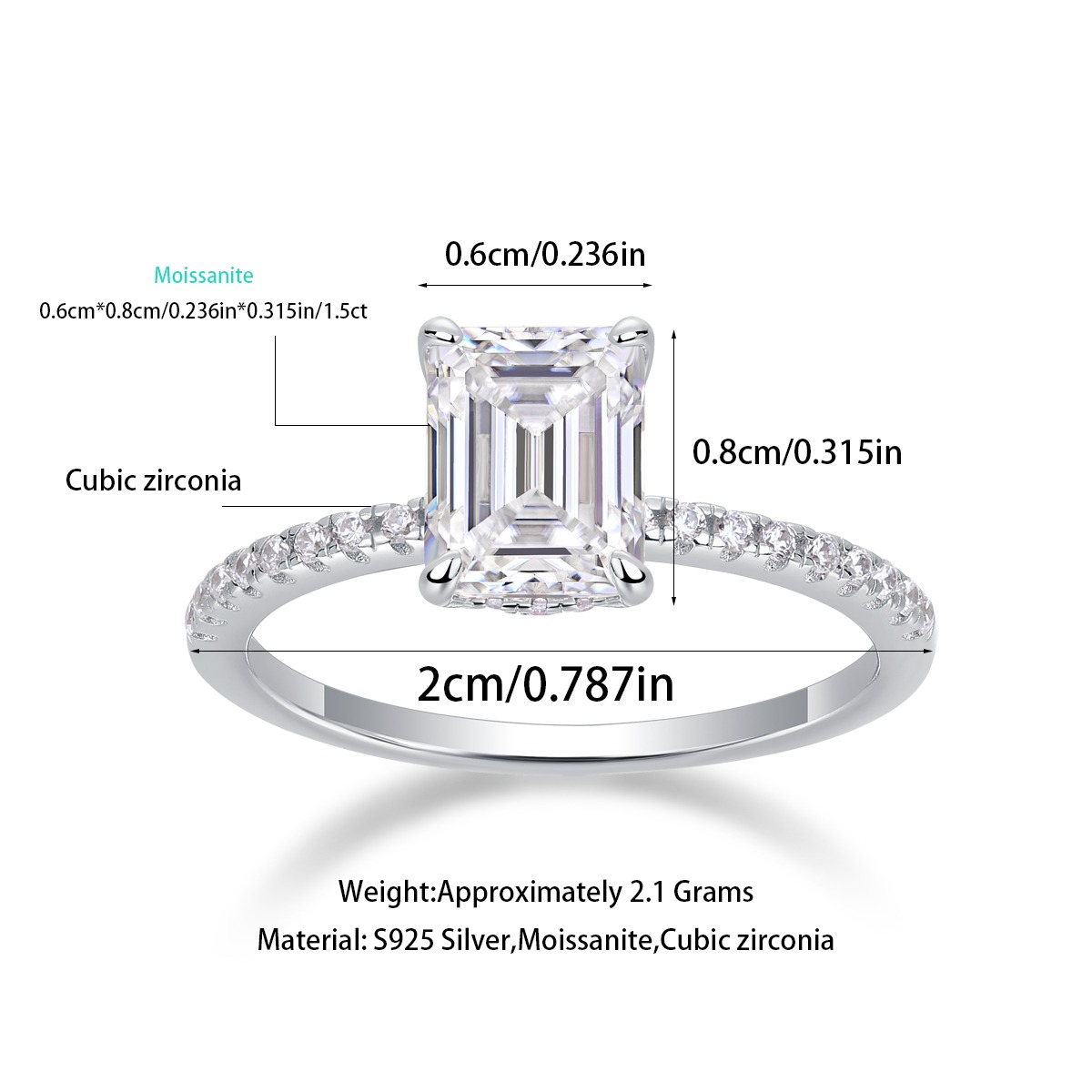 S925 Silver Men's Moissanite Fashion Women Ring For Sale - Image 2