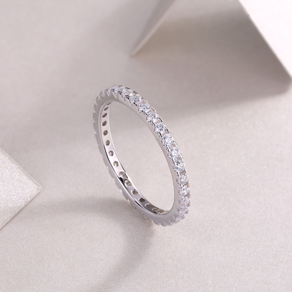 High Quality 925 Sterling Silver Moissanite Eternity Band Rings Affordable Price Moissanite Engagement Wedding Rings - Image 5