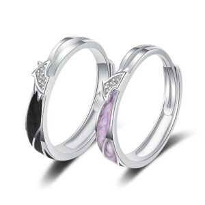 S925 sterling silver ring opening adjustable unicorn couple ring