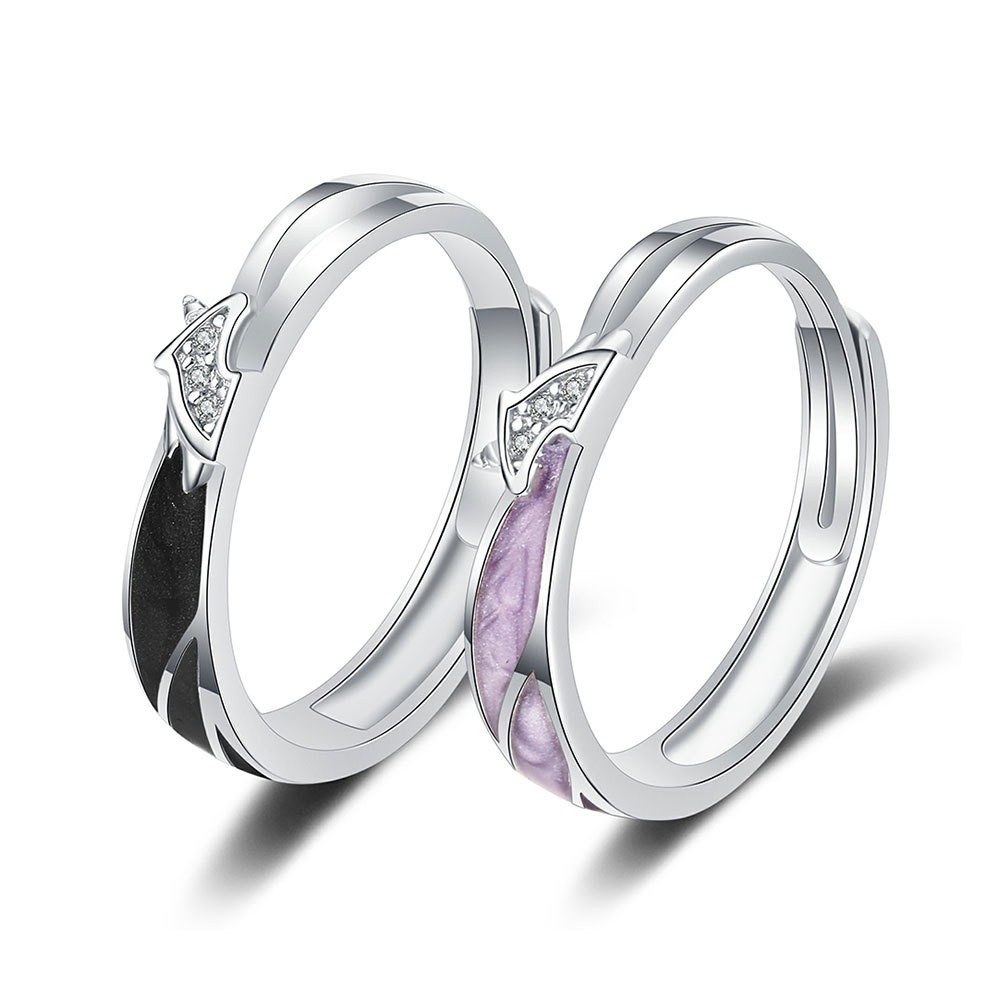 S925 sterling silver ring opening adjustable unicorn couple ring