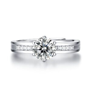 Wholesale 925 Sterling Silver 0.5ct Moissanite Engagement Ring Jewelry White Gold Ring With GRA
