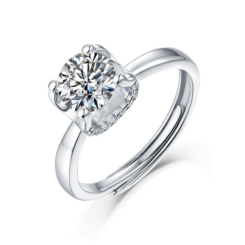 S925 Sterling Silver 0.5ct Moissanite Engagement Ring for Women - Image 2