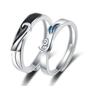 S925 sterling silver ring opening adjustable phoenix couple ring