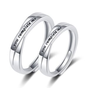 S925 sterling silver ring opening adjustable couple ring
