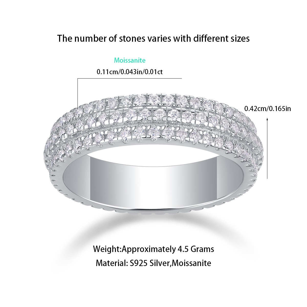 S925 sterling silver ring moissanite custom engagement wedding ring for women - Image 2