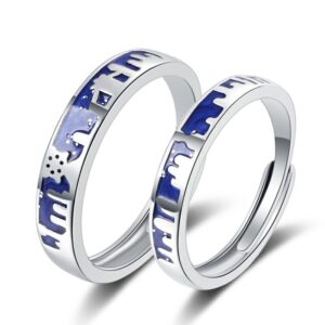 S925 sterling silver ring opening adjustable sky city couple ring