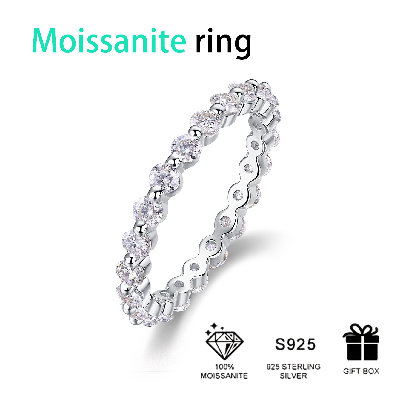 S925 sterling silver ring crown moissanite engagement wedding ring for women - Image 2