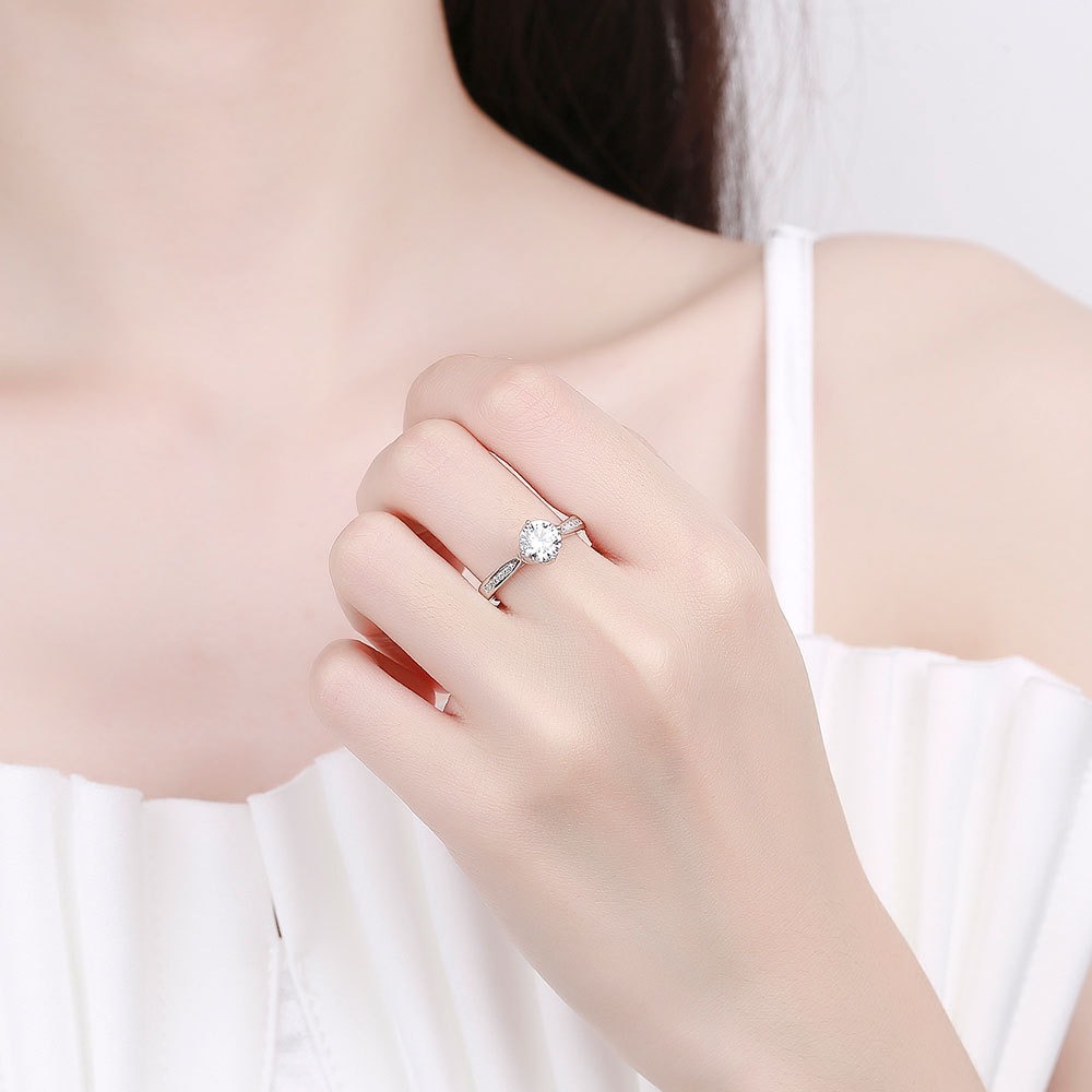 S925 sterling silver ring opening adjustable 1 carat GRA moissanite ring for women - Image 4