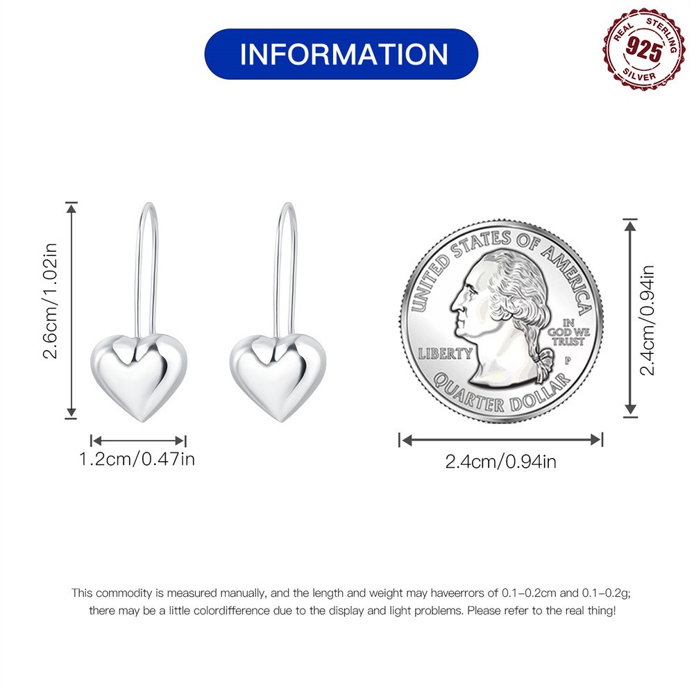 S925 Pure Heart Stud Earrings - Image 4