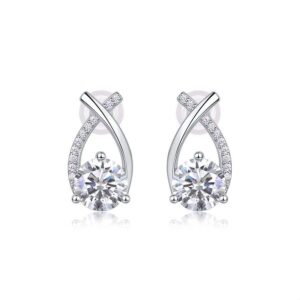 S925 Sterling Silver 1CT Moissanite Stud Earrings
