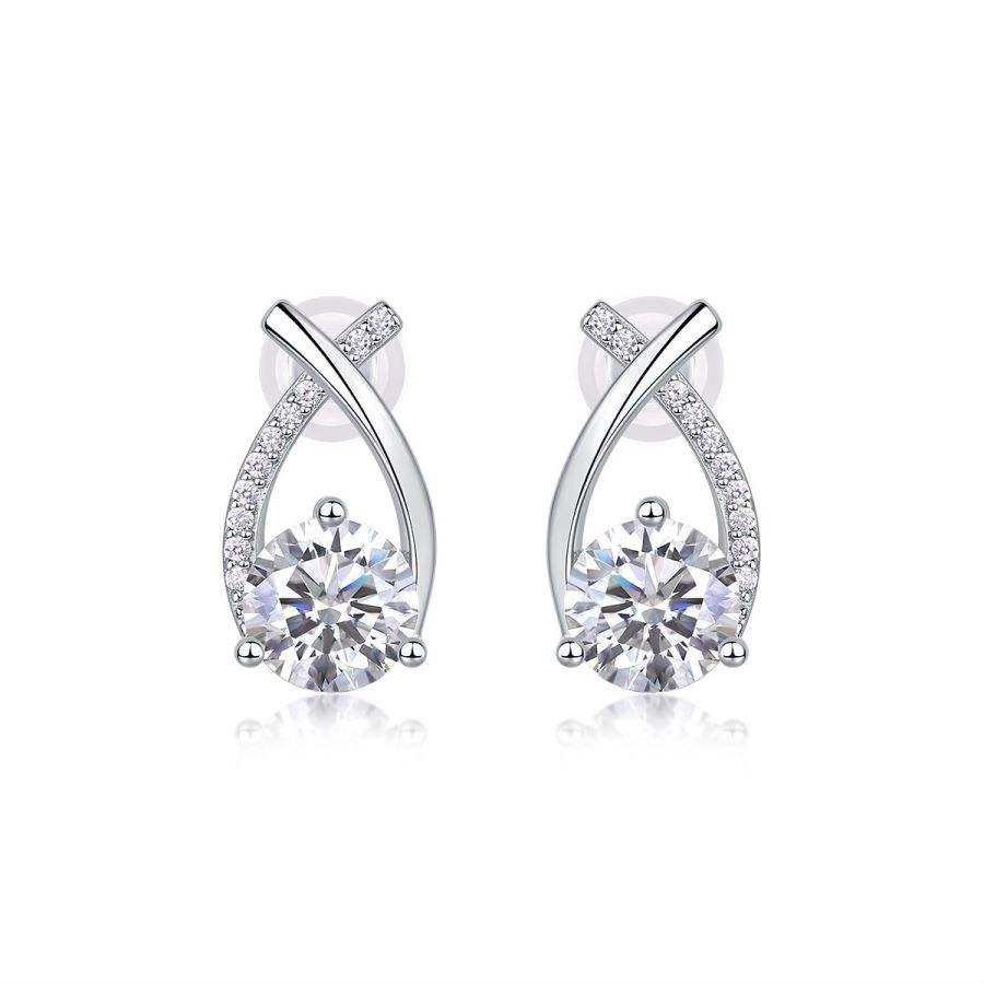 S925 Sterling Silver 1CT Moissanite Stud Earrings