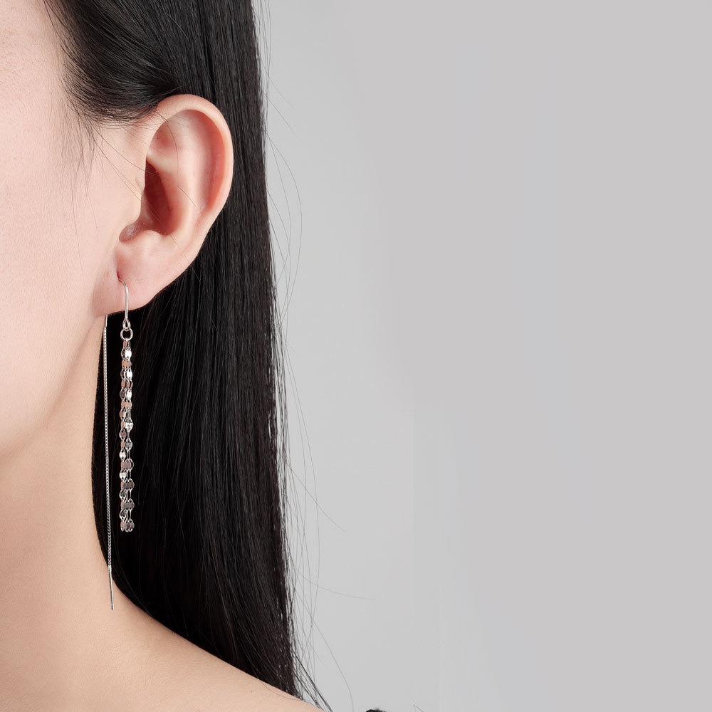 S925 sterling silver stud earrings tassel earrings - Image 4