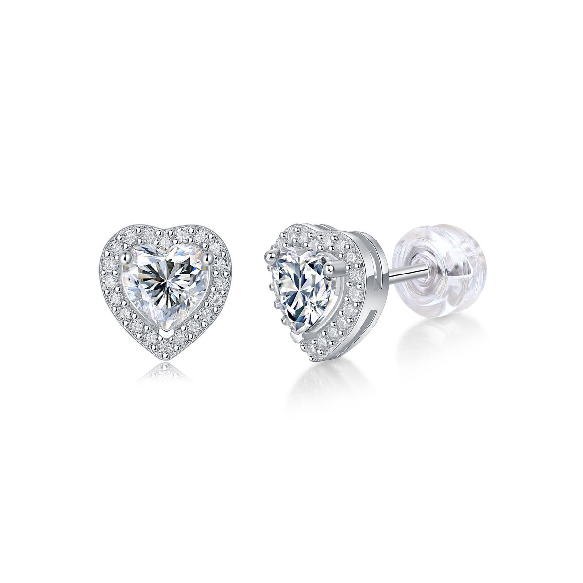 0.5CT Moissanite S925 Sterling Silver Heart Shaped Earrings