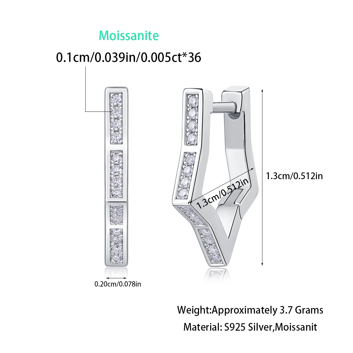 Moissanite S925 sterling silver earrings - Image 2