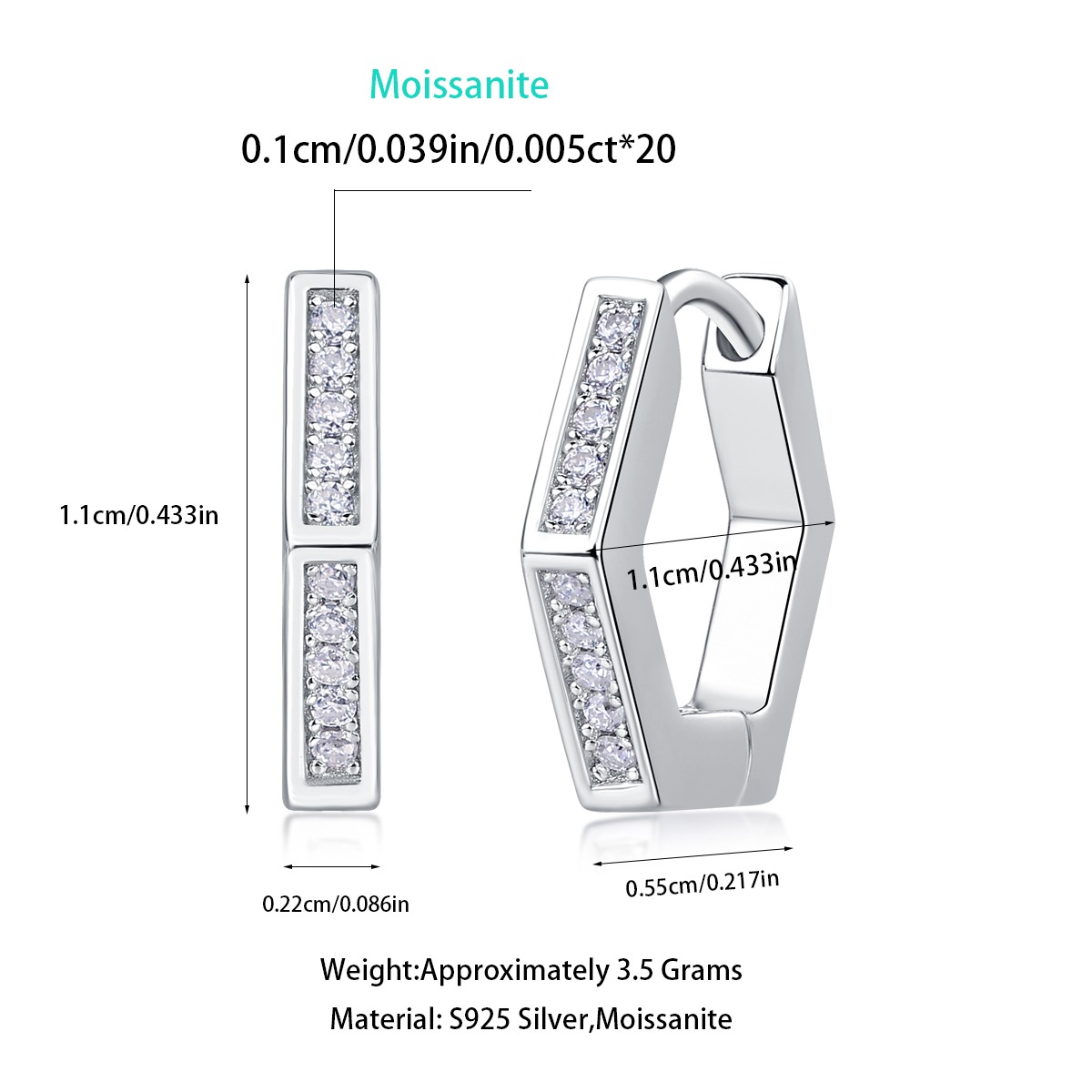 Moissanite S925 sterling silver earrings - Image 2