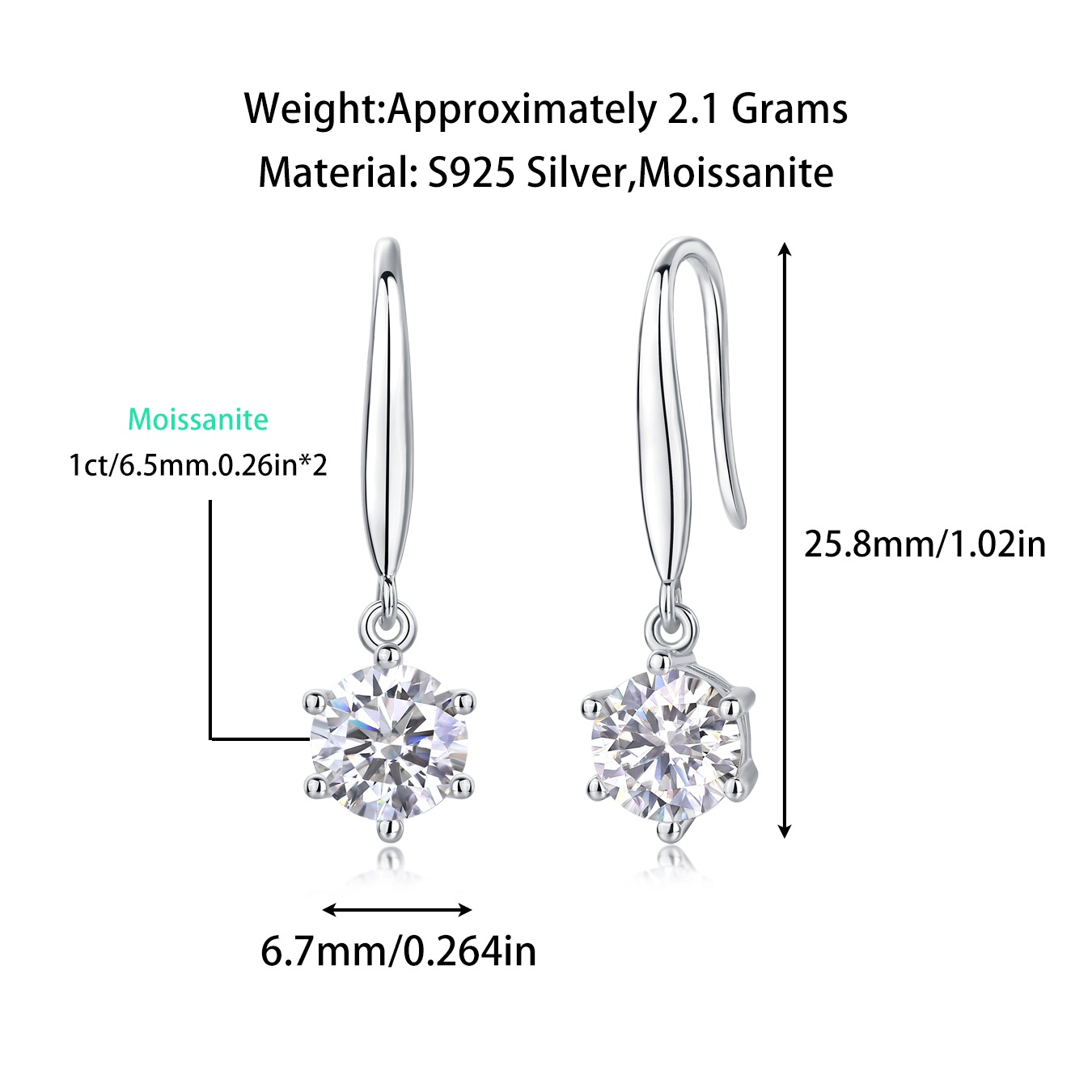 Moissanite S925 sterling silver earrings - Image 2