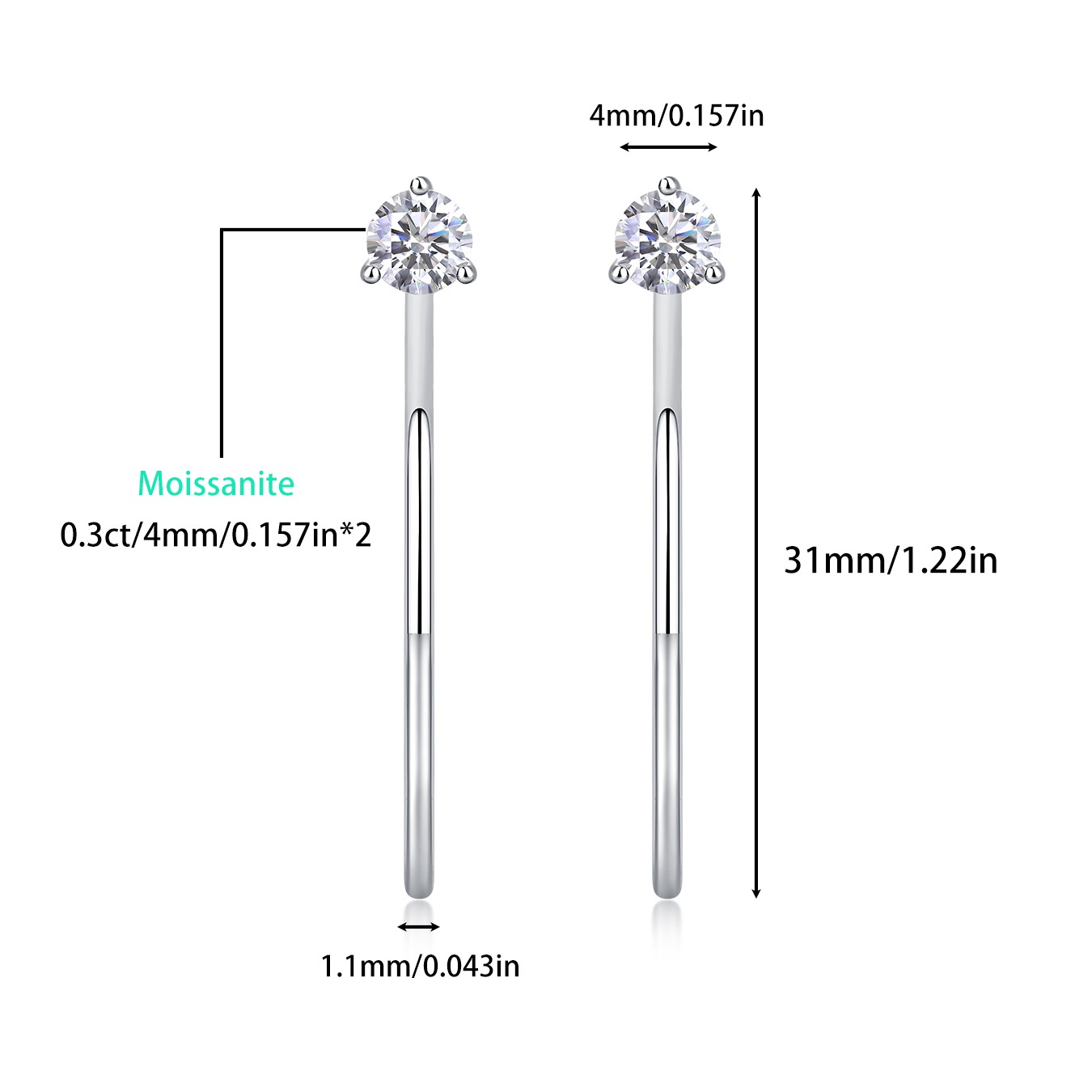 Moissanite S925 sterling silver earrings - Image 2