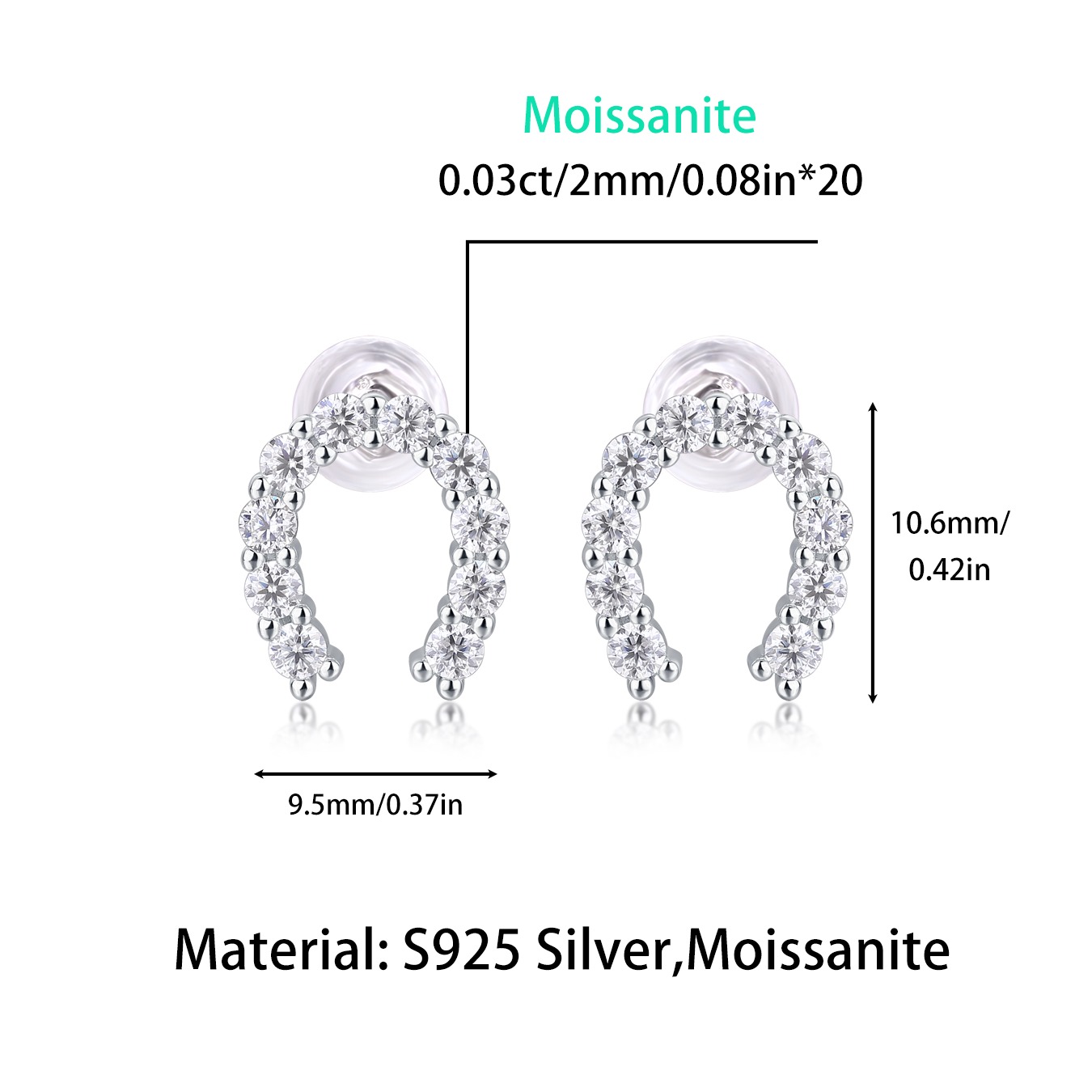 Moissanite S925 sterling silver earrings - Image 2