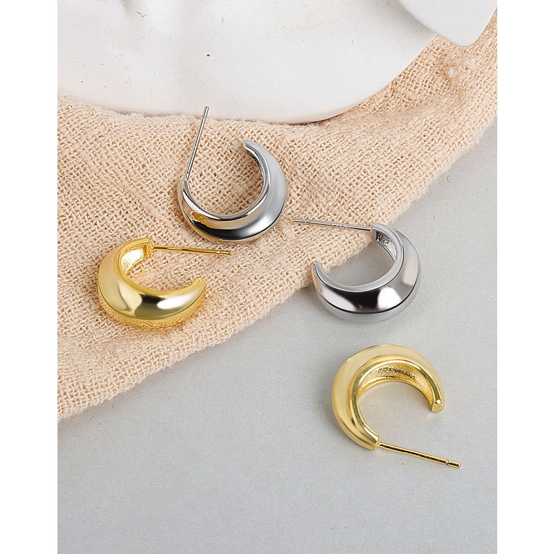 S925 sterling silver stud earrings irregular concave and convex ear clips - Image 5