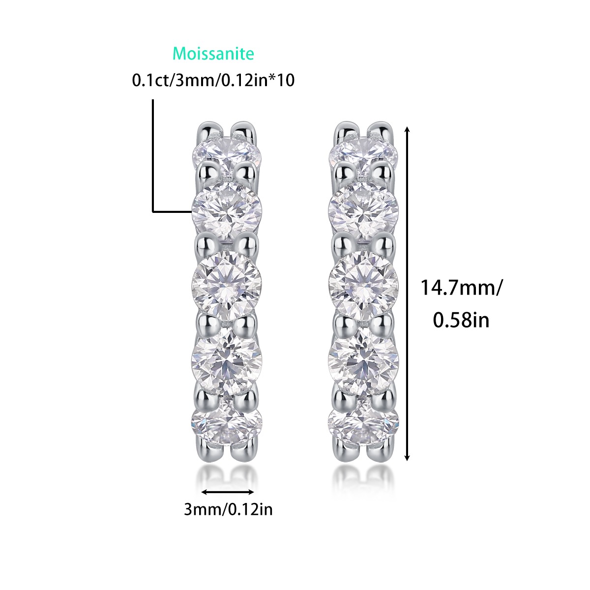 Moissanite S925 sterling silver earrings - Image 2
