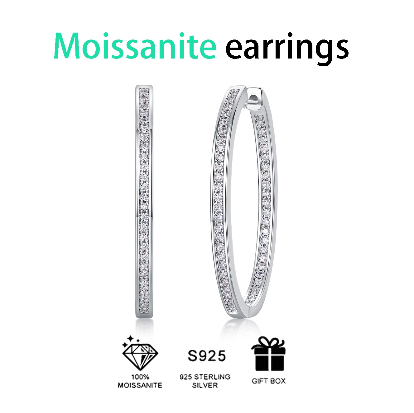 Moissanite S925 sterling silver earrings - Image 4