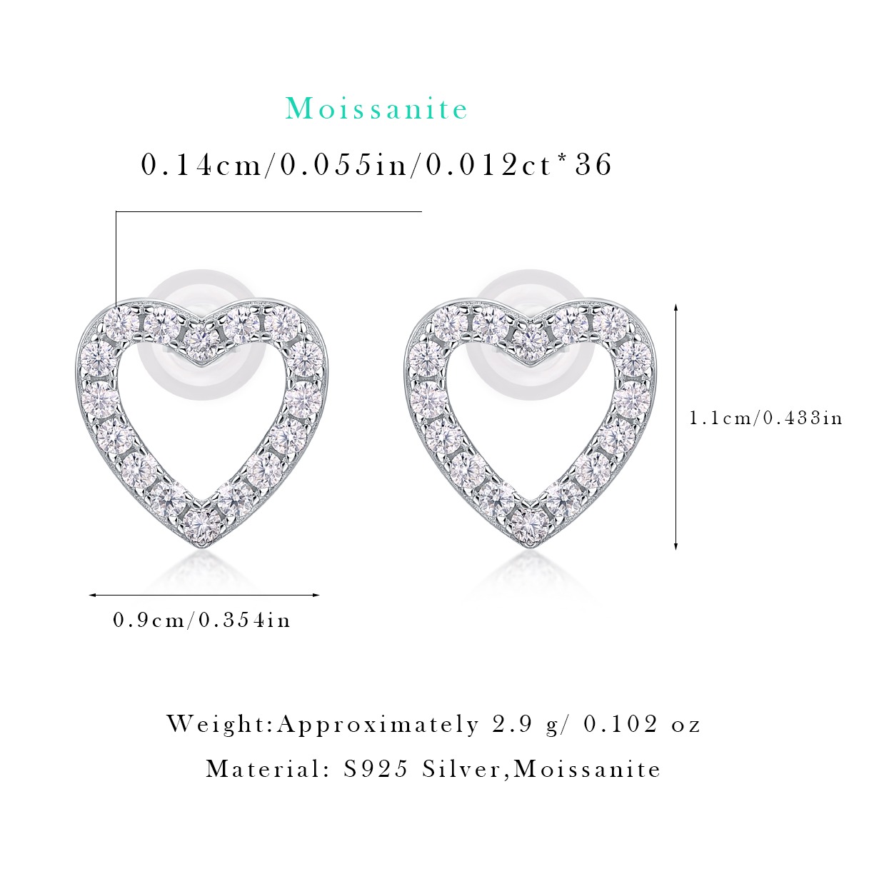 Moissanite S925 sterling silver earrings - Image 2
