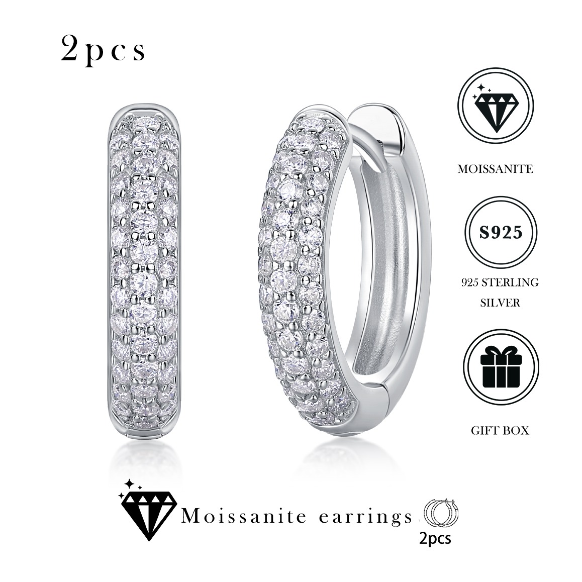 Moissanite S925 sterling silver earrings